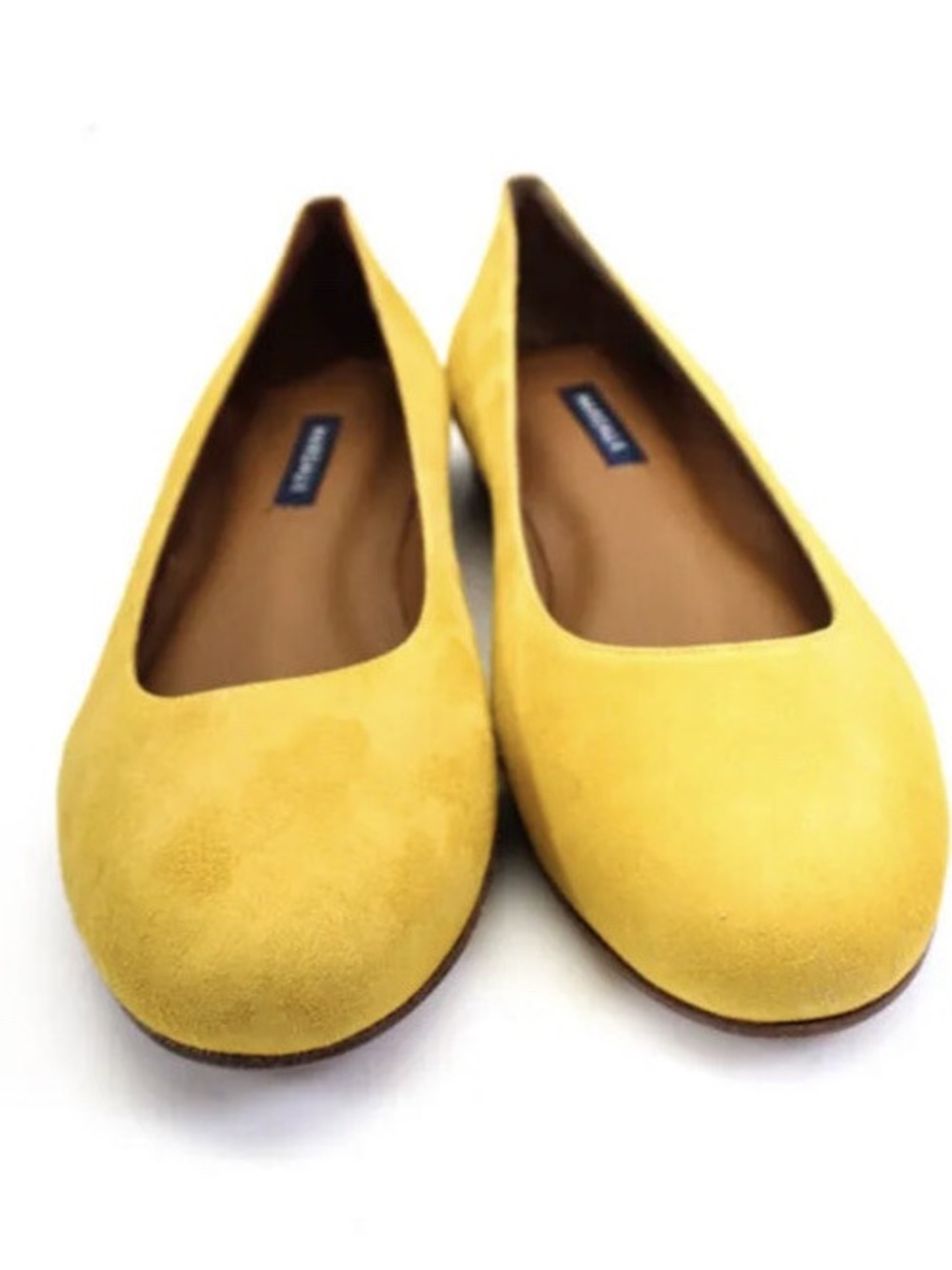 Margaux The Classic Flat Saffron Yellow Suede Ballet Flats Size 36 Narrow NIB